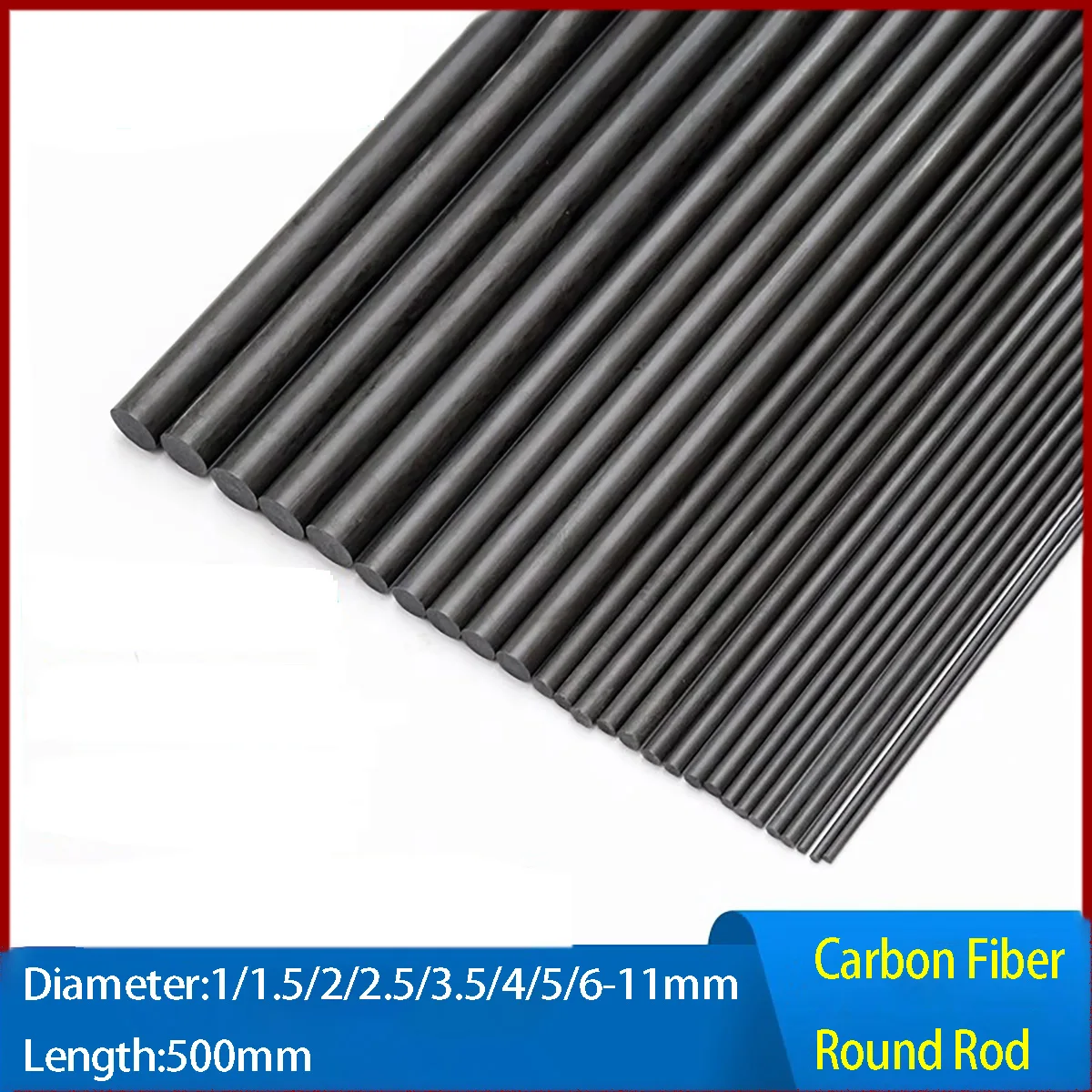 

Length 500mm Carbon Fiber Round Rod Diameter:1-11mm High Strength And Lightweight DIY Composite Parts Suitable For Model.