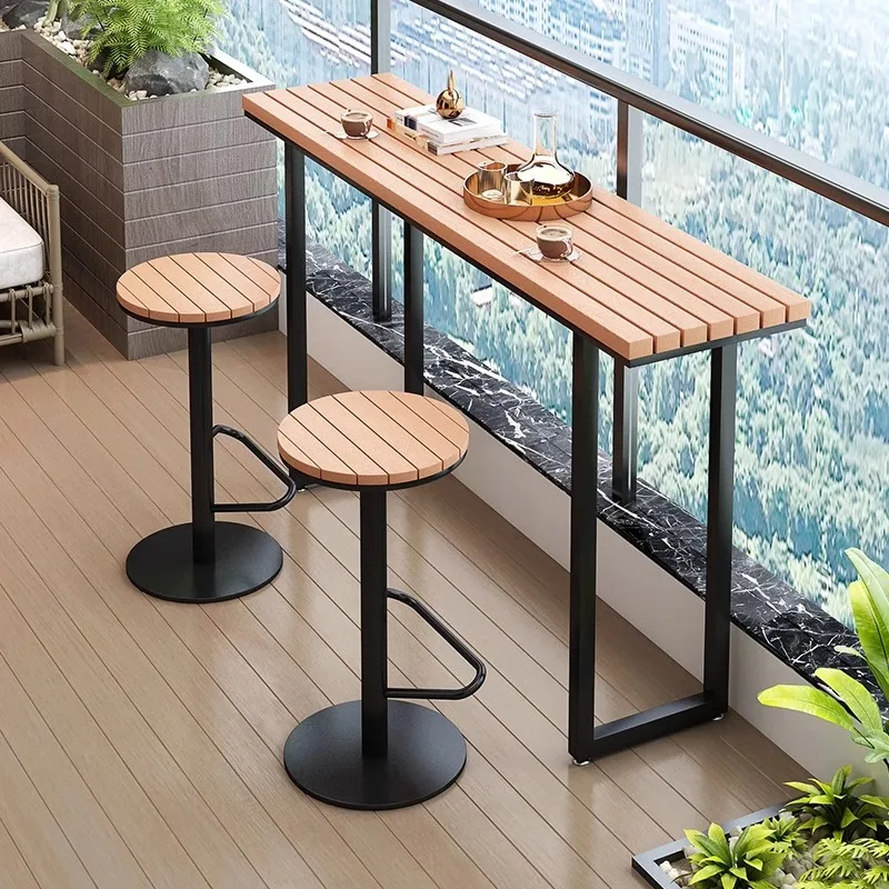 

Outdoor bar tables and chairs Internet celebrity cafe indoor and outdoor wall high dining table and chairs balcony anti-corrosio