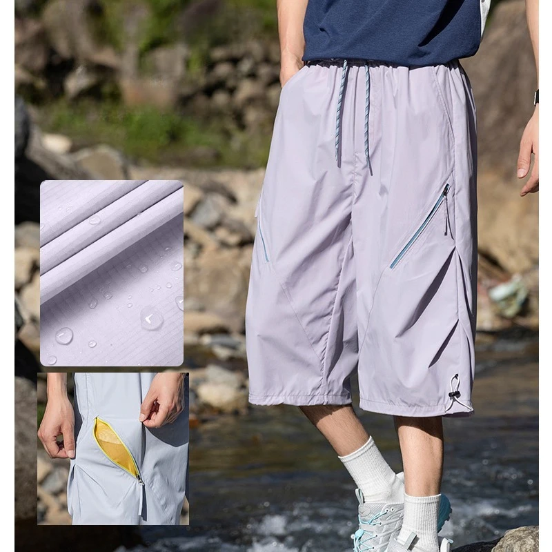 Men's Outdoor 3/4 Length Pants with Nano-Grid Technology - Waterproof, UV-Resistant & Anti-Wrinkle Unisex Hiking and Urban Wear
