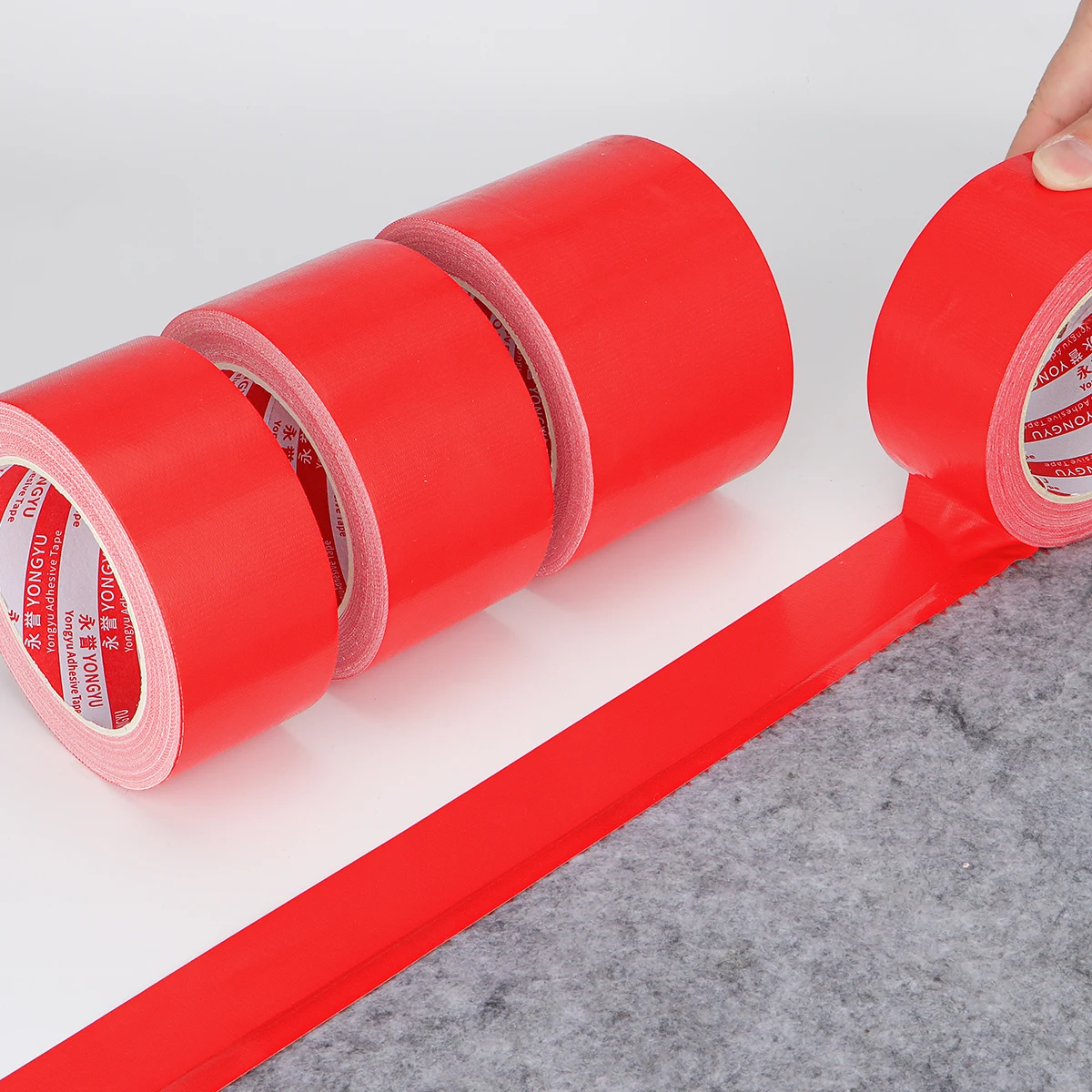 Red heavy-duty pipeline tape, lightweight traffic floor marking tape, social distancing, color coding, safety, universal binding