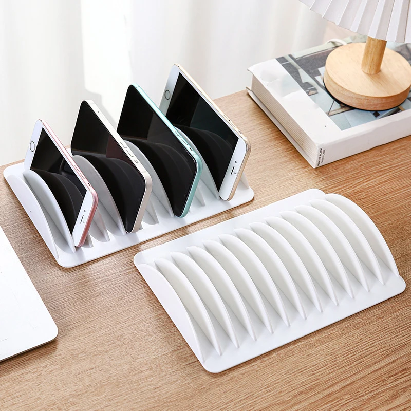 Multi-Slot Tablet and Phone Charging Storage Box, Placement Stand, Plastic Holder, Portable with Multiple Card Slots.