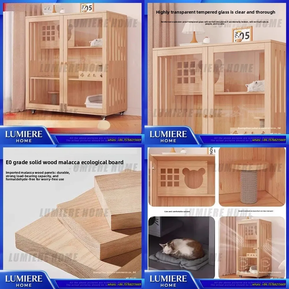 

Деревянный домик для кошек для использования в помещении, многоуровневая лежанка-когтеточка с уютными укрытиями для маленьких кошек