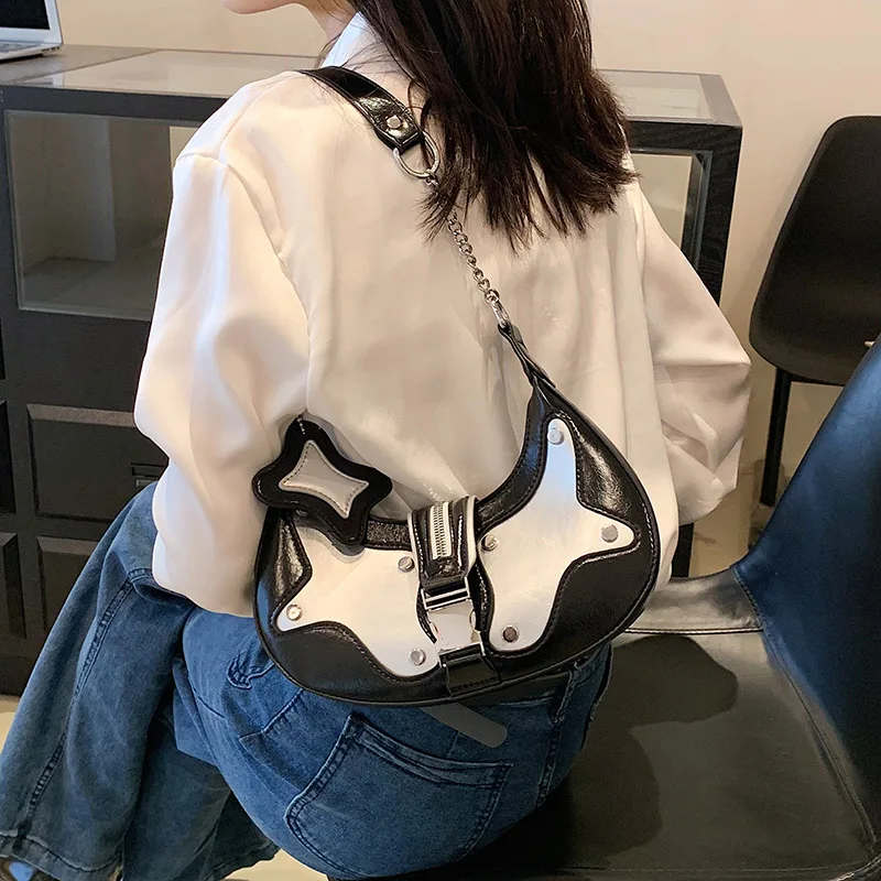 Small Silver Underarm Shoulder Bags for Women 2023 Designer Silver Korean Fashion Handbags Trend Leather Ladies Hand Bag