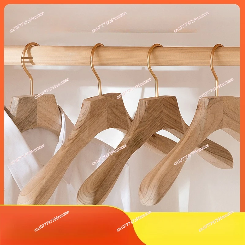 Wooden hanger women wide shoulders seamless camphor wood pants hanger log wood clothes hanger clothes support no paint