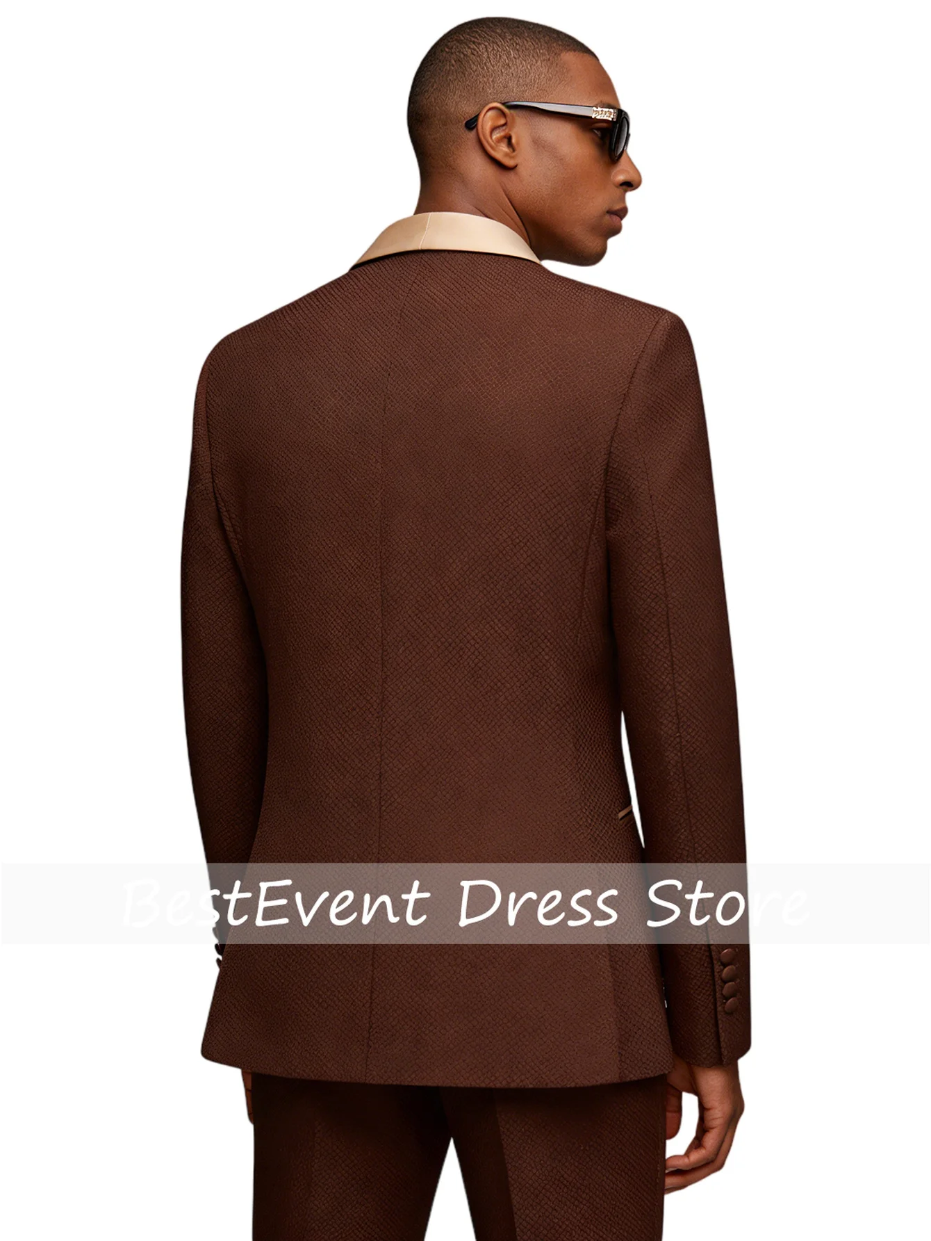 Men's Double Breasted Suit 2-Piece Set Shawl Collar Waffle Texture Blazer Jacket Formal Wedding Prom Business Wear Customized