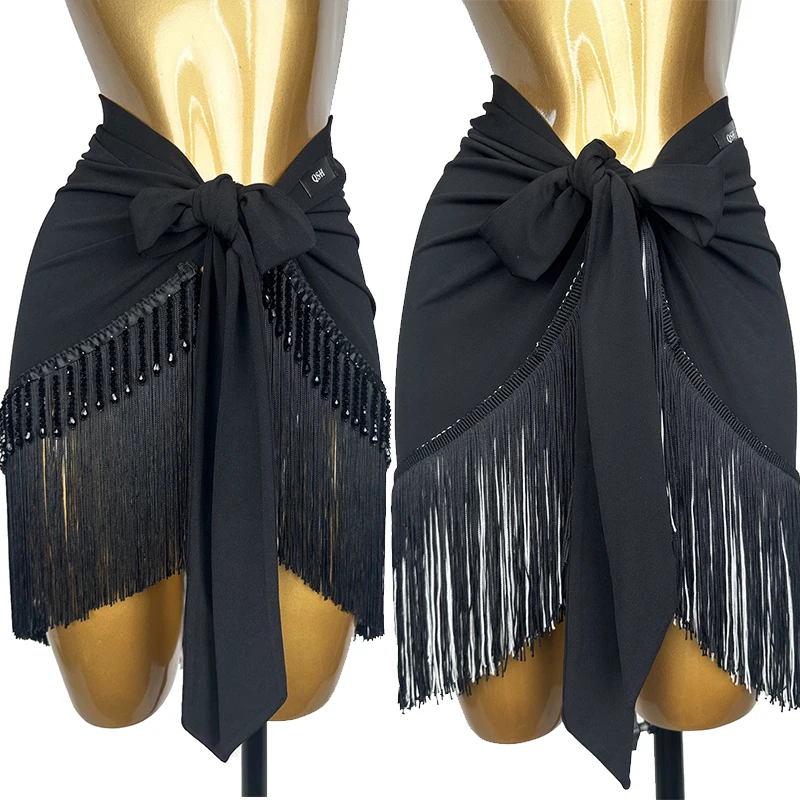 

New Hip Scarf Latin Dance Tassels Skirt One-piece Female Adult Dress Practice Chacha Tango Samba Dance Clothes Wear DQL11071