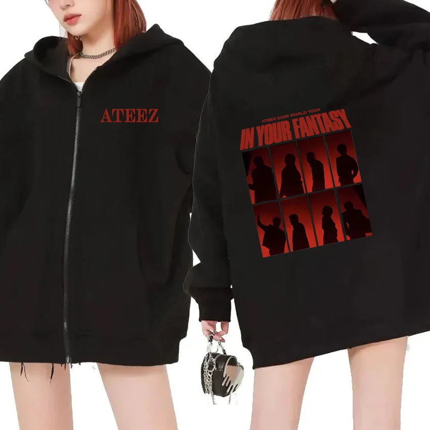 

2025 World Tour ATEEZ in Your Fantasy Graphic Zipper Sweatshirts Men Women Long sleeve Autumn Winter hip hop Coat Unisex jacket