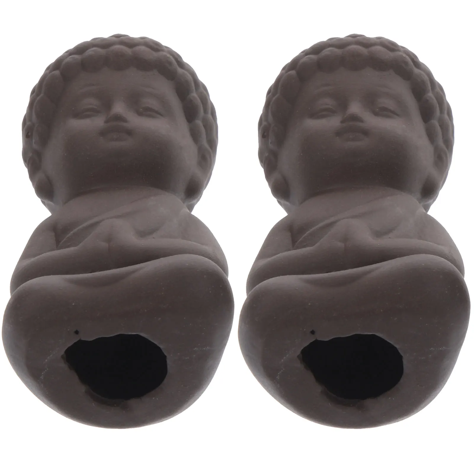 

2 Pcs Pet Adornment Little Desktop Adornment Monk Desktop Decor Black Pottery Purple Clay Craft Office