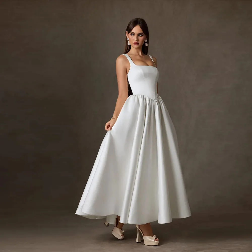 Minimalistische ärmellose A-Linien-Abendkleider für Damen, elegante, plissierte Partykleider, Bankettkleider, Vestidos De Fiesta Elegantes, maßgeschneidert
