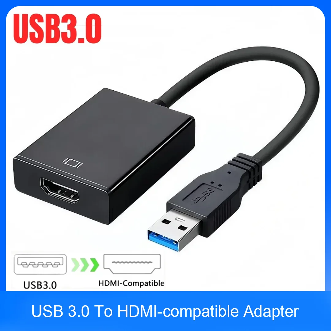 USB 3.0 to HDTV‑Compatible Adapter Cable 1080P Full HD Audio Video Output Converter for Laptop PC Desktop Monitor Projector