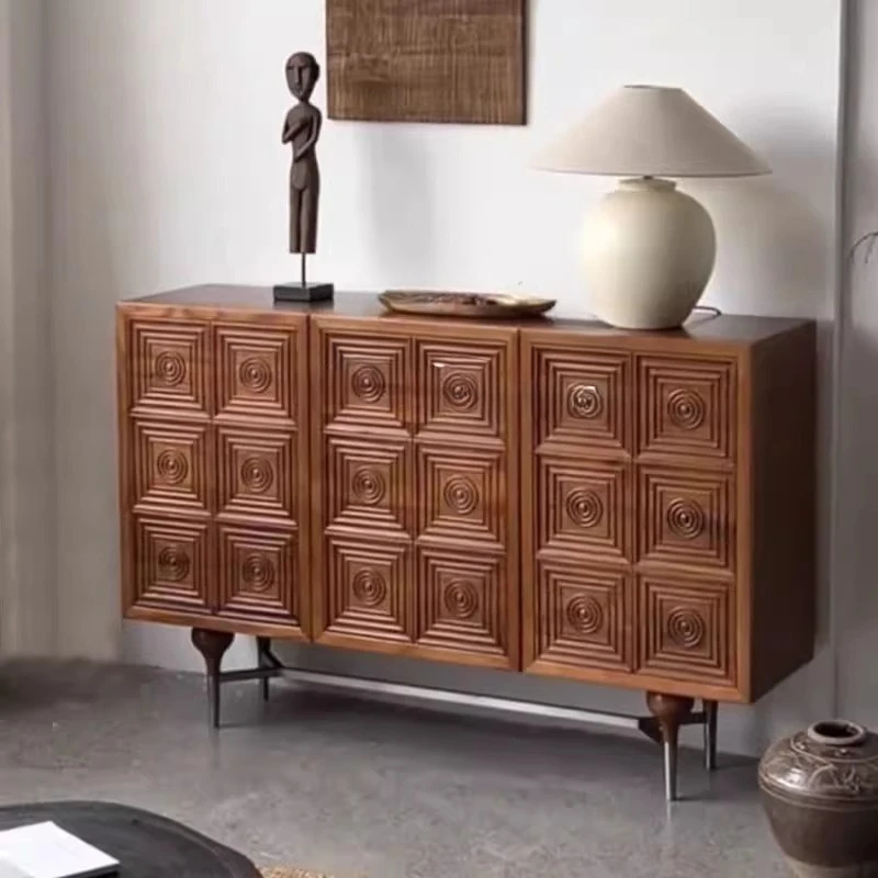 

American medieval solid wood porch cabinet entry decorative cabinet French retro dining side cabinet