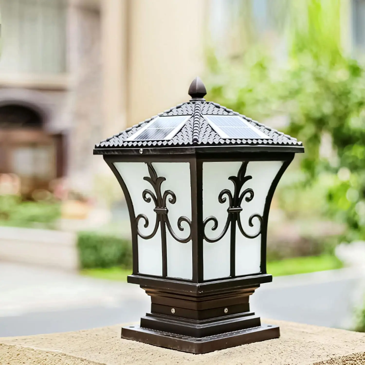 

Post Light Solar Powered Outdoor LED Pillar Lamp Fence Fixture Garden Yard for Mailbox, Pathway, Garden, Deck (Black)