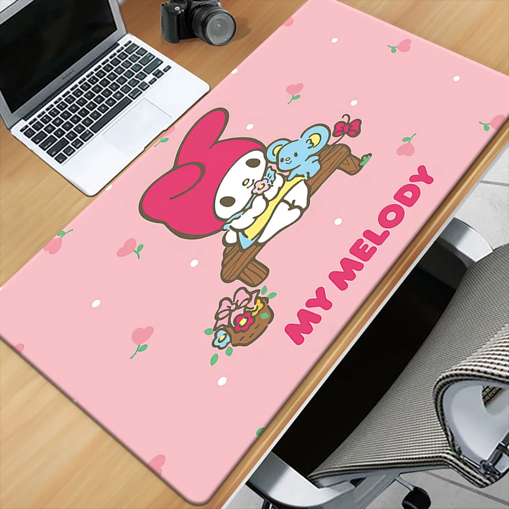 MINISO&Sanrio My Melody Cartoon HD Printing Gaming Mousepad Computer Lock Edge Natural Rubber E-sports Desk Pad Large Mouse Pad