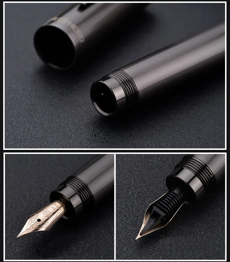 Premium Hero H718 Luxury Fountain Pen - Retractable Nib, Hidden Rotary Ink Absorber, Portable Business & Office Stationery