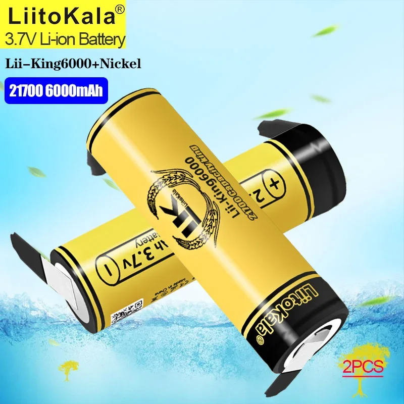 2PCS LiitoKala King6000-N 21700 6000mAh High-capacity 3.7V Rechargeable Li-ion Cells for Flashlight Power Bank Toys Torch