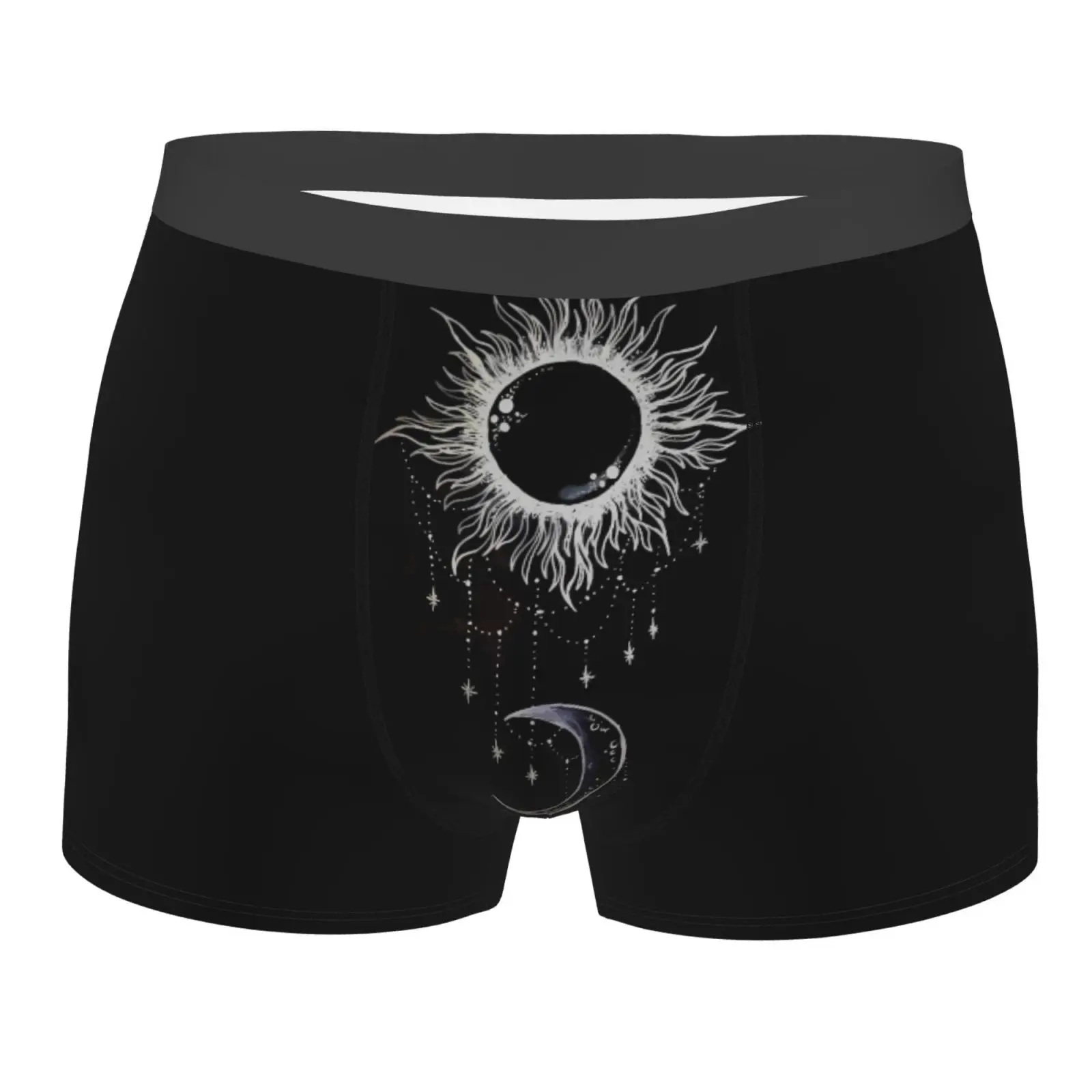 

Мужские трусы-боксеры с принтом «Солнце и Луна», дышащее забавное нижнее белье, шорты высокого качества с принтом, идея подарка
