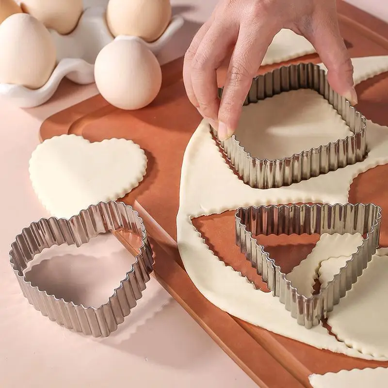 3 Buah Pemotong Kerupuk Kue Baja Tahan Karat Pemotong Fondant Alat Pembuat Kerupuk Antilengket Mudah Dilepas untuk Sandwich Muffin