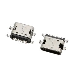 10/20/50Pcs USB3.1 Type C Connector Horizontal Mid Mount 6 Pin Female Through Board 0.8mm USB C Charging Port