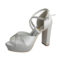 Venus lure 23 Colors Block Heel Sandal for Wedding Ivory Satin Summer Shoes with Platform Customized Heel