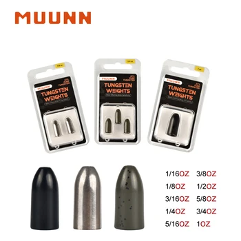 MUUNN 텅스텐 불릿 싱커 벌레 무게 1/16oz-1oz 포장 배스 농어 연어 낚시 텍사스 캐롤라이나 리그 루어 액세서리 