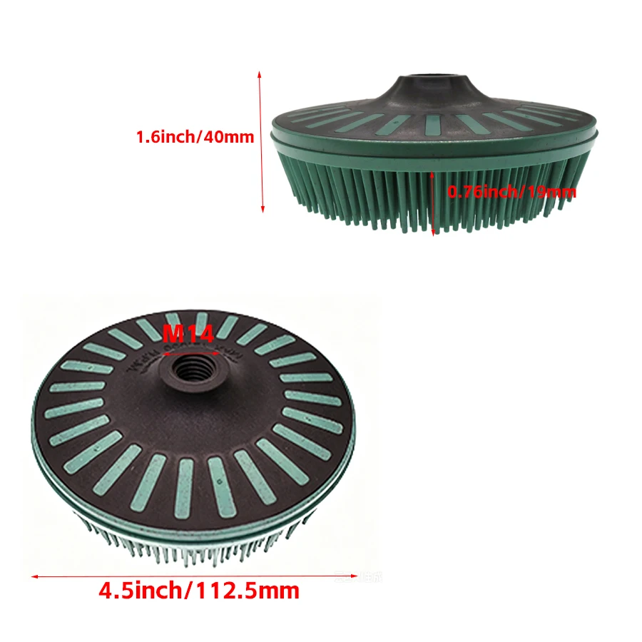 4.5 Inch Abrasive Bristle Disc 50/80/120/220 Grit M14 Thread 1 Pcs lexible Grinding Disc Rust Paint Coating Remover Polishing