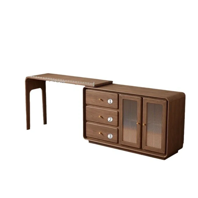 

Solid wood chest integrated retractable bedroom corner desk, simple modern bedside storage small dressing table