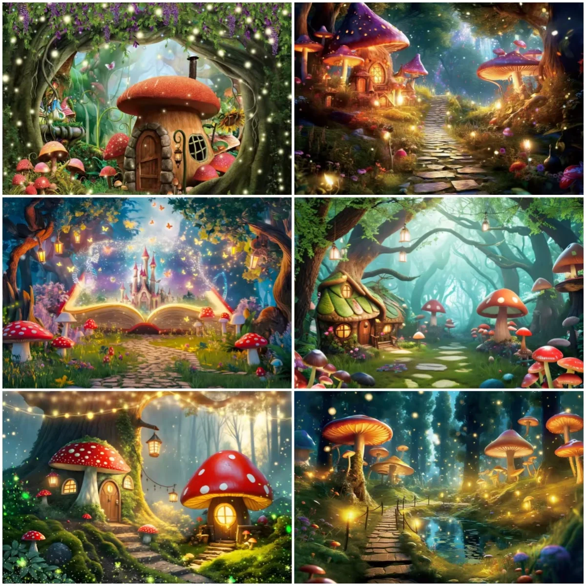 

Fairy Tale Enchanted Forest Backdrop Jungle Mushrooms Decorations Adult Kid Gift Birthday Party Backgrounds Photography Studio