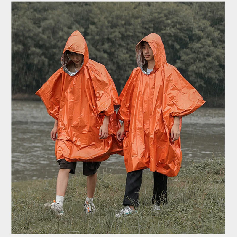 Emergency Raincoat Poncho Waterproof Rainwear Survival Reflective Blanket Outdoor Camping Bushcraft First Aid Rain Coat