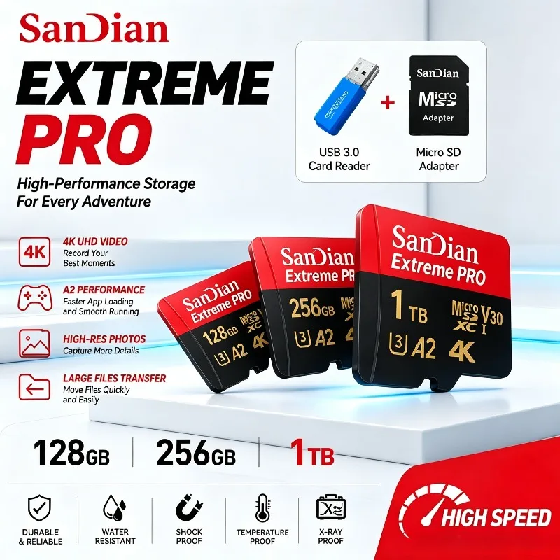 Fast Transfer Memory Card Class 10, High-Speed Storage Micro TF and SD Cards, for MP3 Player, Phones and Digital Camera.