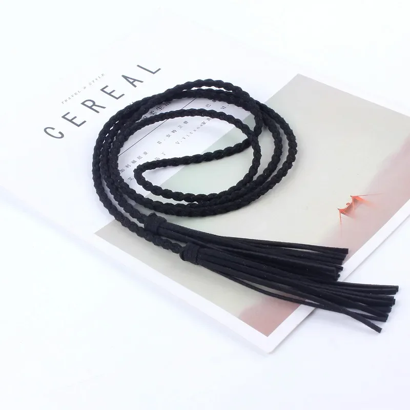 fashion women waist tassel Braided Twist weaving belt knitted decorated rope for dresses shirt