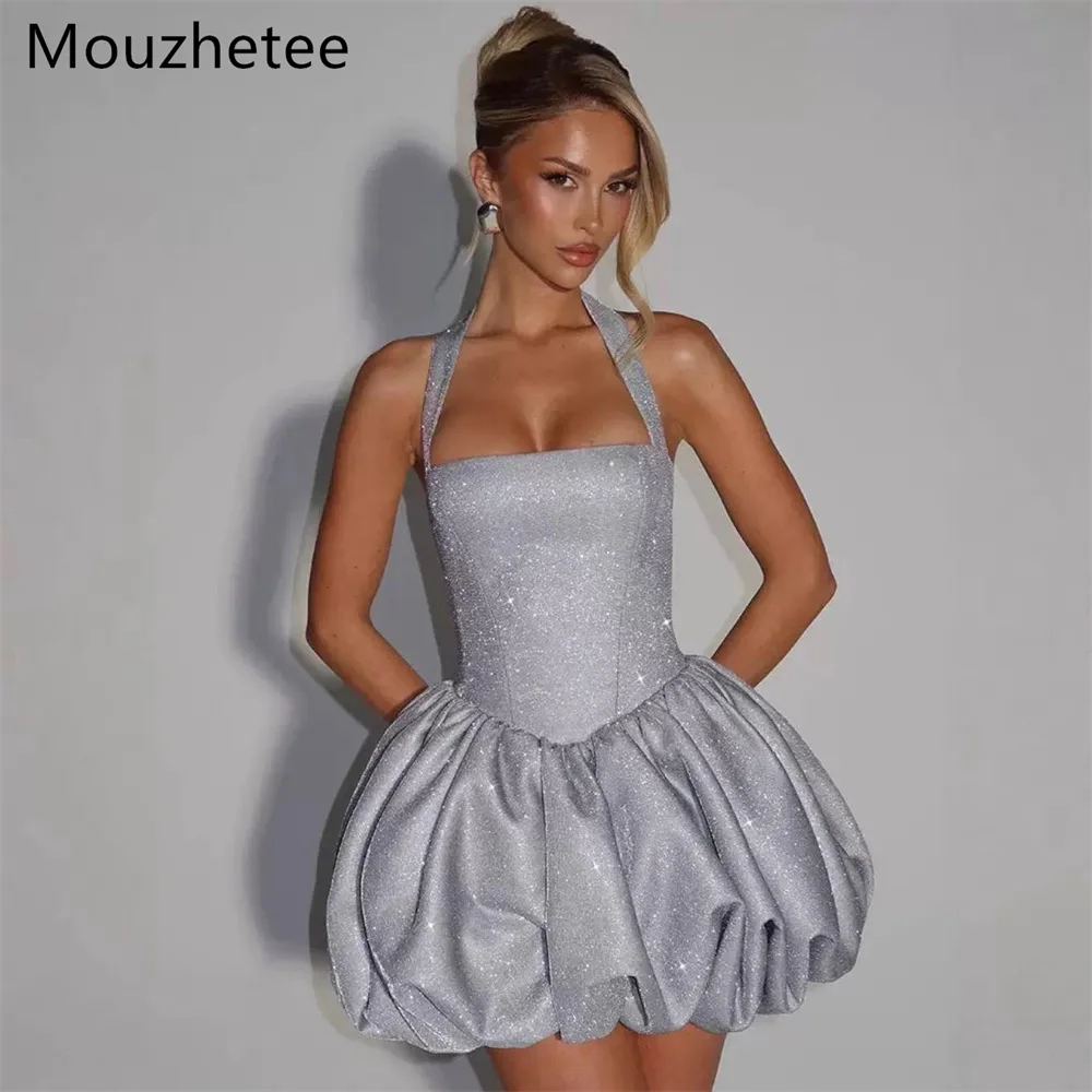 

Mouzhetee Shiny A-Line Spaghetti Strap Dresses Formal Party Gowns for Women Halter Simple Sleeeveless Prom Gown Customize 2025