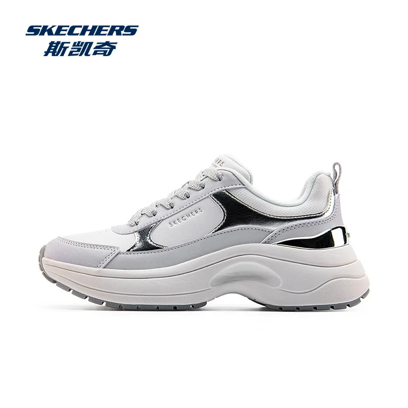 Skechers, zapatos gruesos para mujer, deportes al aire libre, zapatos planos con plataforma para mujer, zapatillas con cordones, zapatillas de mujer, zapatillas de mujer