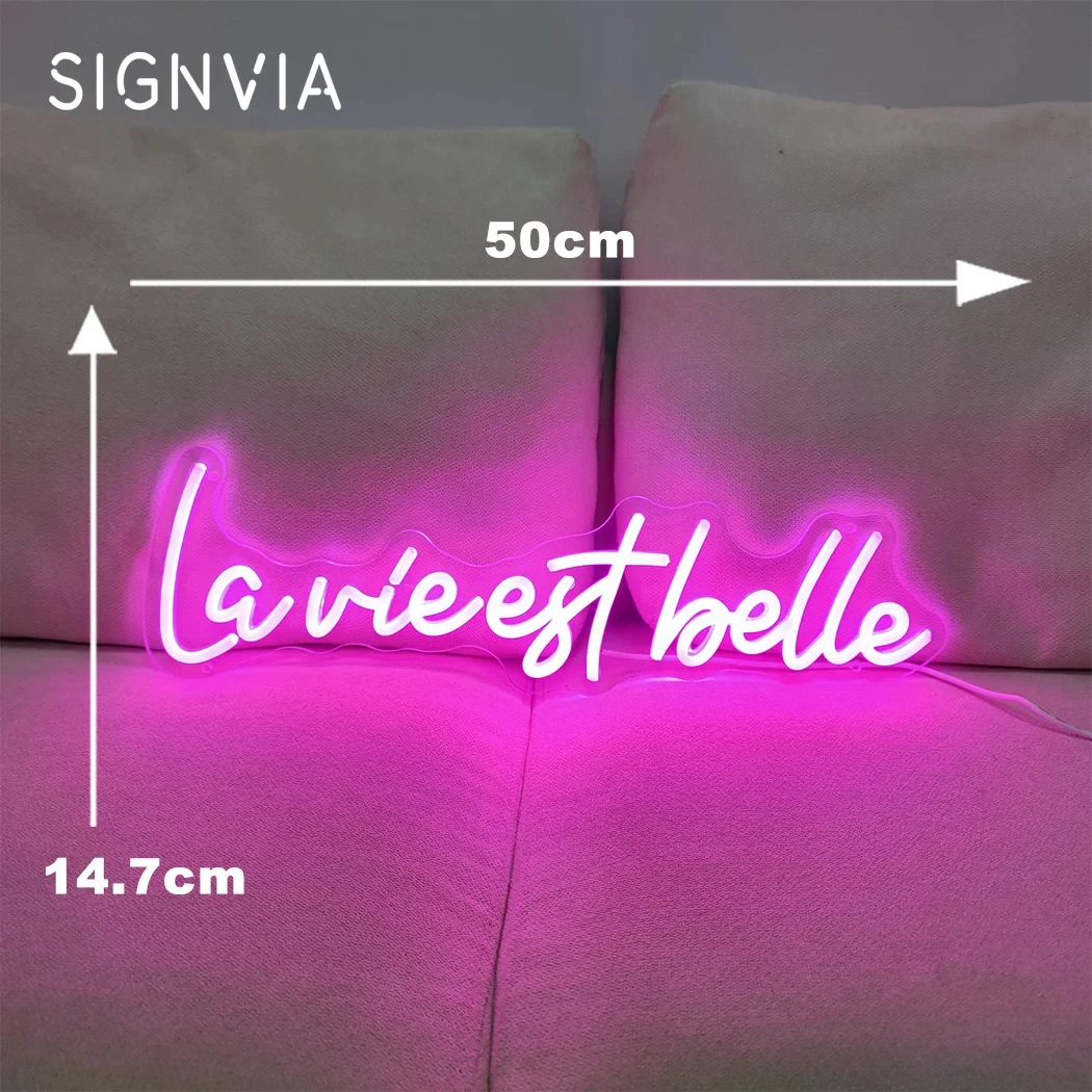 LED Neon Sign La Vie Est Belle ตัวอักษรป้ายนีออน Office Room Wall Art Party CEST LA VIE นีออน Led Light Sign ตกแต่งห้องนอน