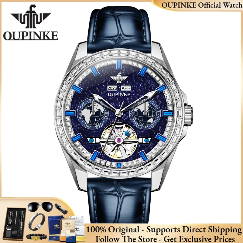 

OUPINKE 3280 Brand original authentic watches for man luxury Gift Box Diamond-encrusted tourbillon mechanical men's watch