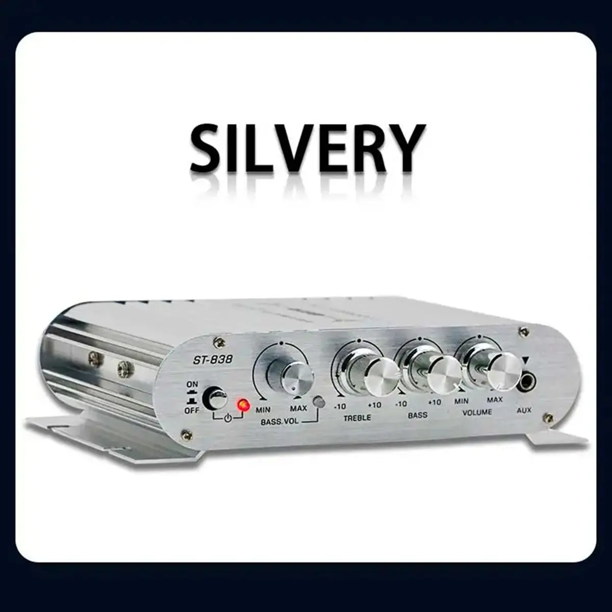 A10I Mini Digital Power Audio Car Amplifier Blue Light Stereo Audio Amplifier for Home Theater Club Party Music 200W X2(B)