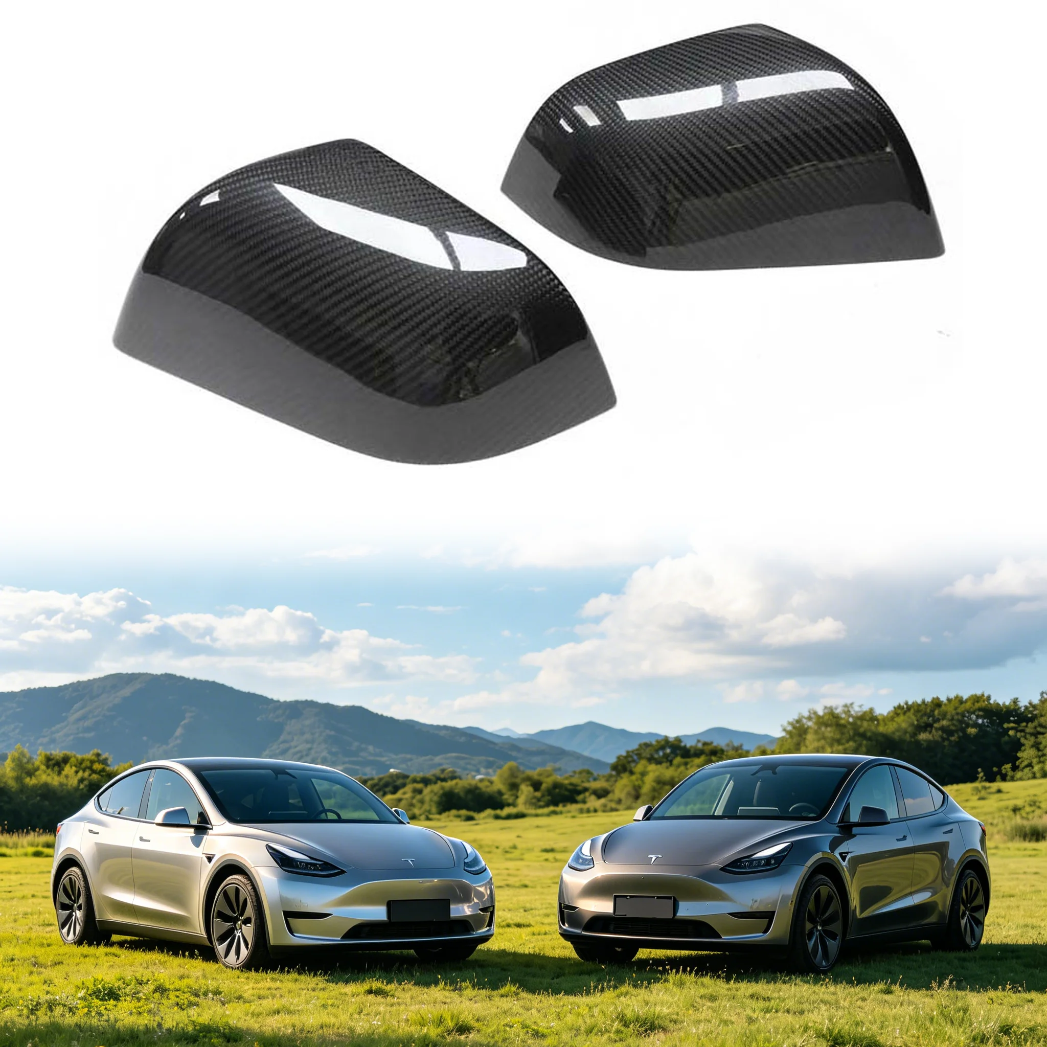 

Real Dry Carbon Fiber Rearview Mirror Cover for Tesla Model 3/Y/X/S Side Door Mirror Cap Durable Auto Exterior Accessories