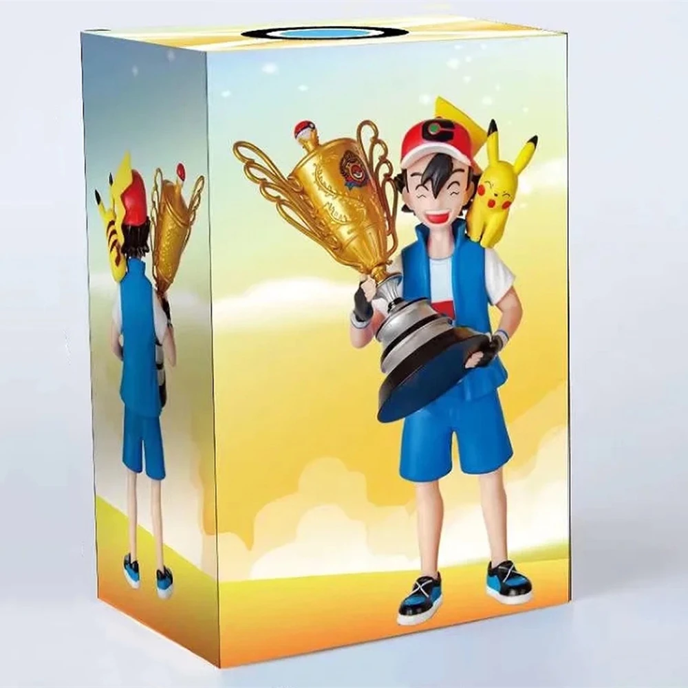 Cute Anime Pokemon Champion Ver. Ash Ketchum & Pikachu PVC Action Figure Game Statue Collectible Model Kids Toys Doll Gifts 19CM