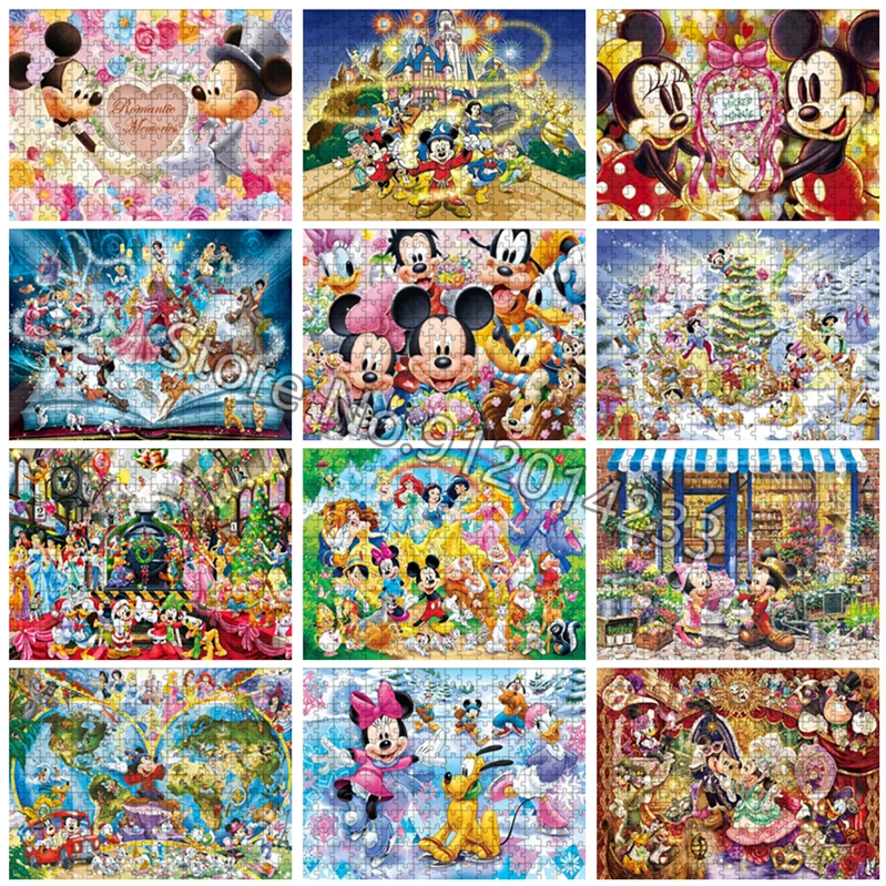 

Mickey Mouse Jigsaw Puzzles 300/500/1000 Pcs Disney Puzzle Children's Intellectual Development Games Adult Decompression Toys