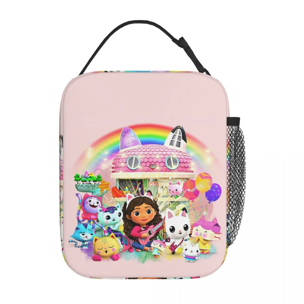 

Pink Gabby Dollhouse Insulated Lunch Bags Cooler Bag Lunch Container Cute Cartoon Portable Tote Lunch Box Office Picnic