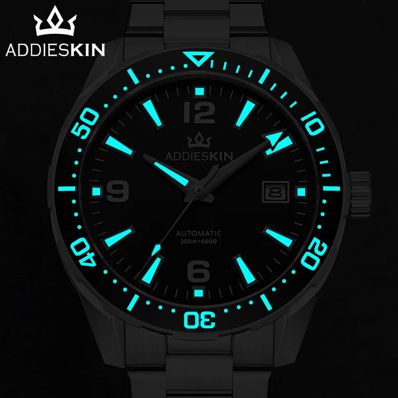 

AddiesKin Diver Men's Watch Automatic Miyota 9015 ultra-thin Movement 200M Waterproof Sapphire Mechanical Wristwatches Luminous