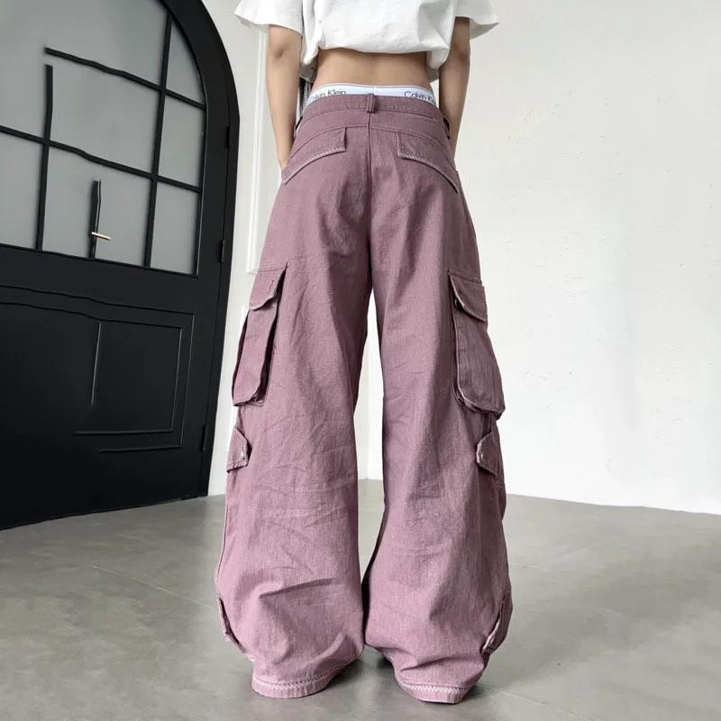 ANJY Spring Autumn New Women American Safari Style Multi-pocket Retro Casual Wide Leg Pants Loose Designs High Street Ins A24309