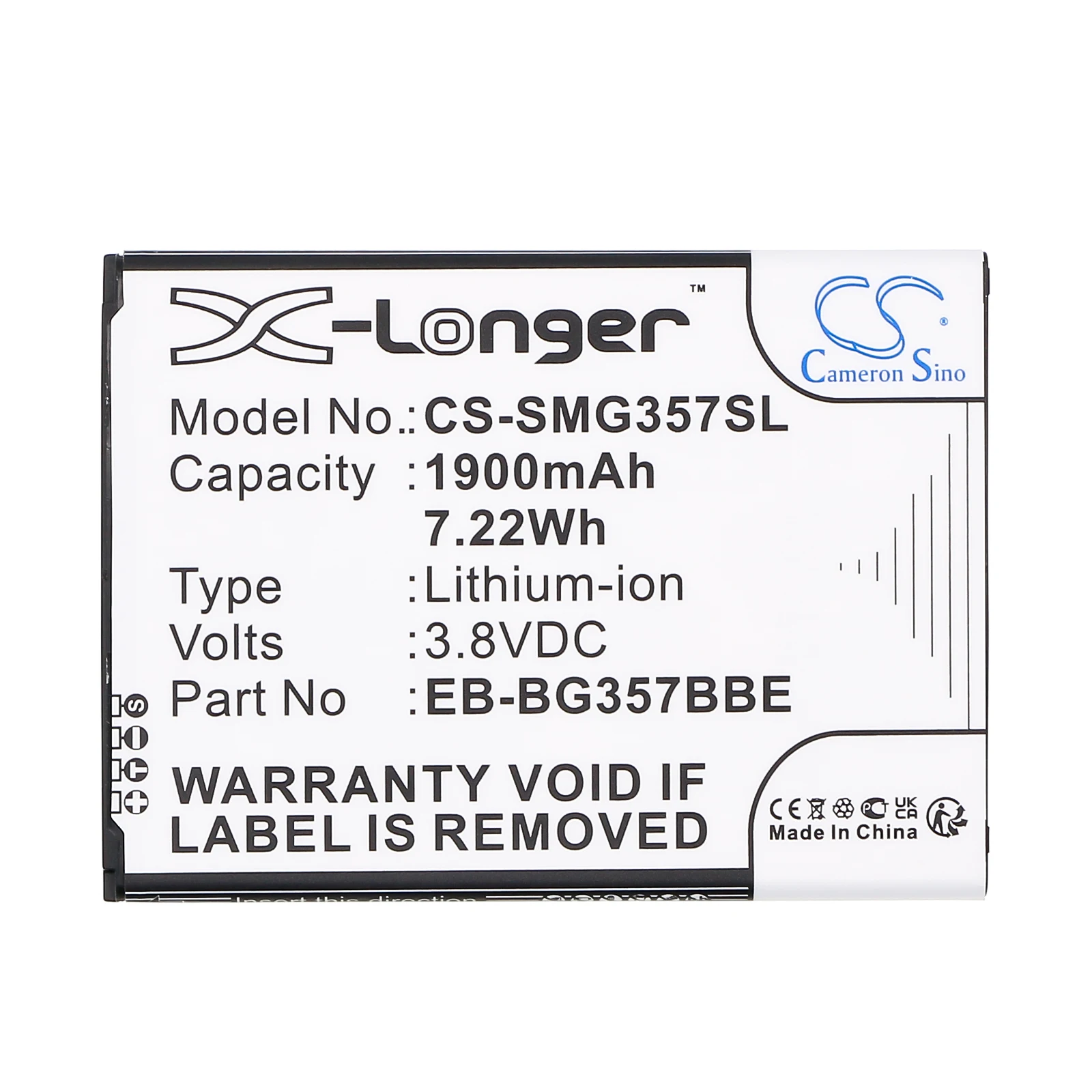 Li-ion Mobile, SmartPhone Battery for Samsung, 3.8V, 1900mAh, Compatible Models: Galaxy Ace 4 LTE, Galaxy Ace Style LTE, SM-G357