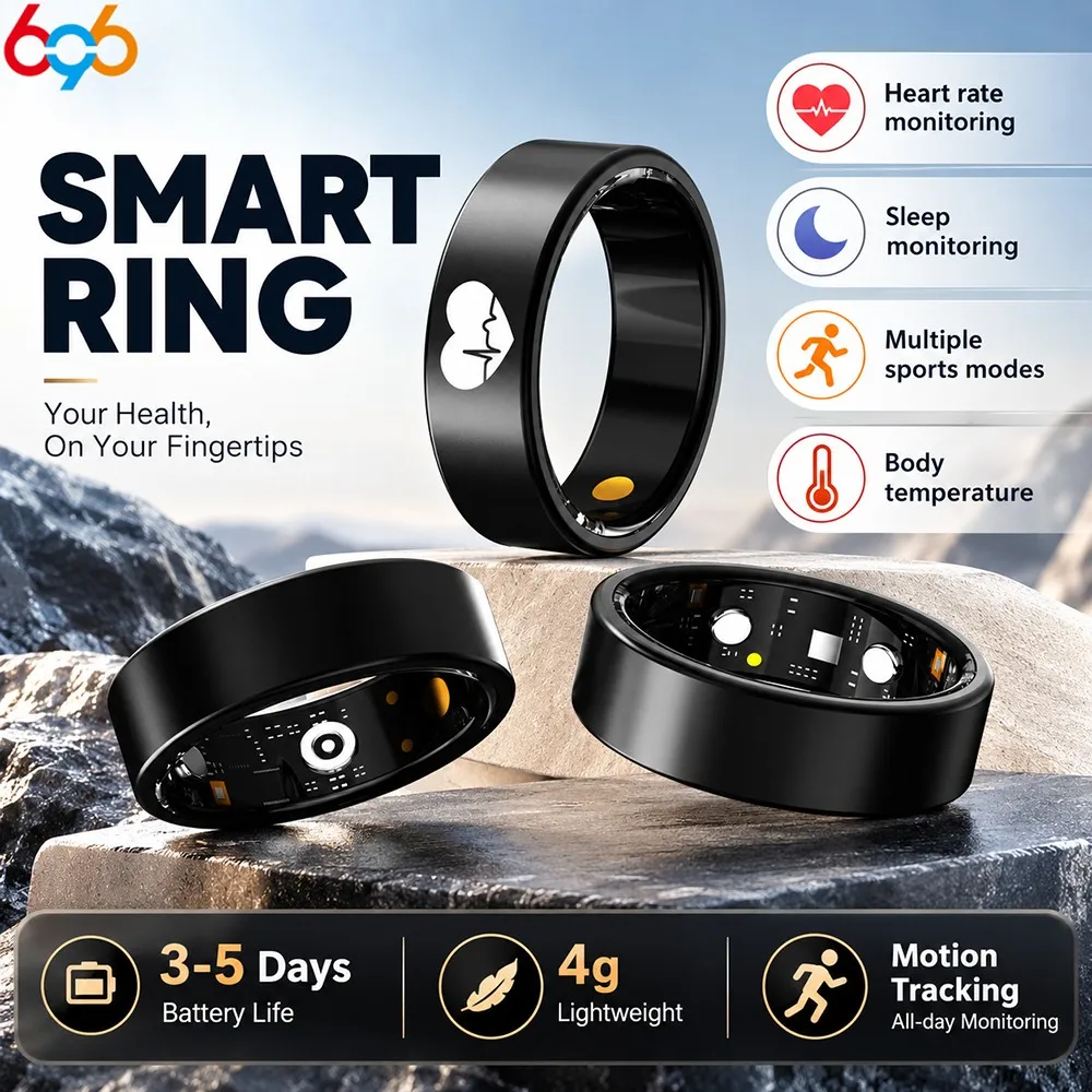 Couple Smart Ring for Men & Women  ECG  Heart Rate Detector  Body Temperature Tracking  Waterproof Fitness Health Tracker