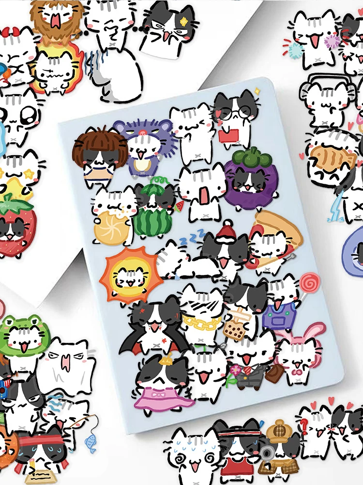Pack d'autocollants Meme chat mignon, 50 pièces, autocollants en vinyle imperméables et amusants pour ordinateur portable, guitare, moto, vélo, planche à roulettes, bagages