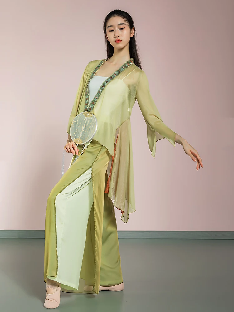 Classical Dance Practice Clothes, Women's New Elegant Figure Gauze Clothes, Chinese Style Ethnic Dance Performance Dance