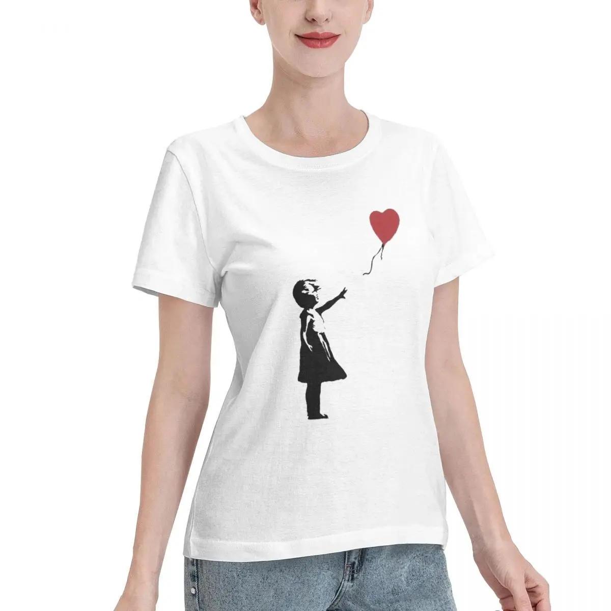 Girl With Balloon Banksy Luxury T Shirts for Women's Summer Print Shirt Cotton High Quality Clothing Streetwear