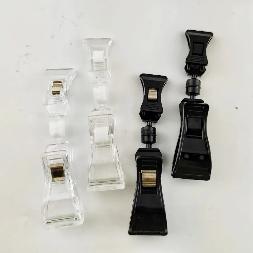 80pcs Clear POP Plastic Display Sign Signage Paper Card Price Label Tag Holder Advertising Clips Rotatable for Retail Shops
