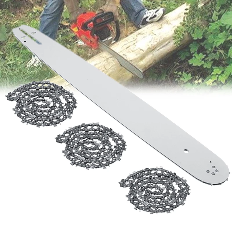 20 Inch Chainsaw Guide Bar with 3pcs Saw Chain 3/8 72DL 63" For STIHL MS290 MS291-310-340-360-380-391-440