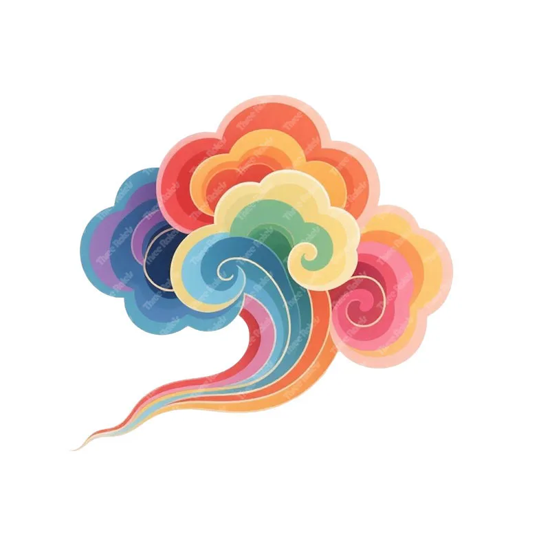 Three Ratels CEE71 Colorful auspicious cloud cartoon wall stickers for home decoration lucky door and window decals