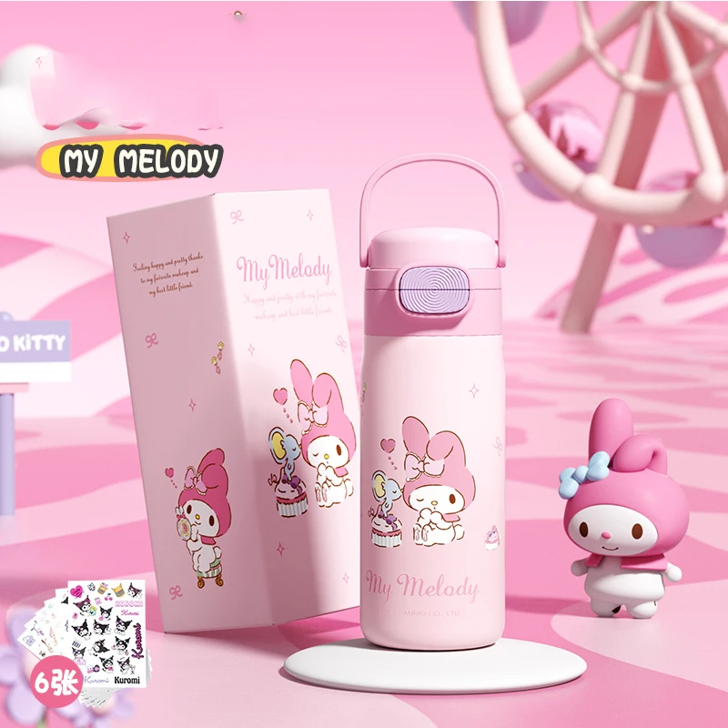 

New Kitty Melody Kulomi Children's Thermos Cup for Women's Straw Portable Primary School Students' Special Water Cup